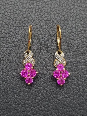ROSS SIMONS 925 Sterling Silber Vermeil Magenta Rosa Kristall Ohrhänger