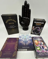 Astrology Oracle Tarot Meditation Portal Card Bundle-Palmistry Hand Figurine