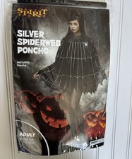 Silver Spiderweb Poncho Adult Costume Black One size fits most Halloween