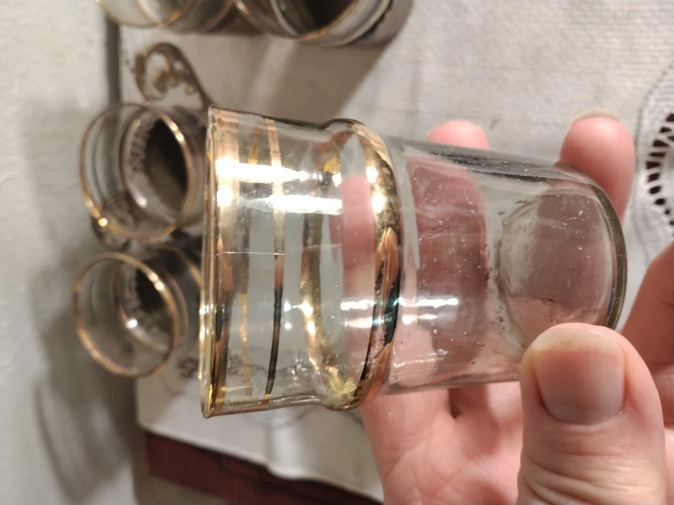 Lot of 5 Vintage Original Early Soda Fountain Glasses & Brass Ornate Cup Holders - Image 3 of 4