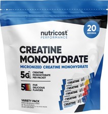 Nutricost Creatine Monohydrate Powder Variety Stickpack 5 Flavors, 20 Servings 