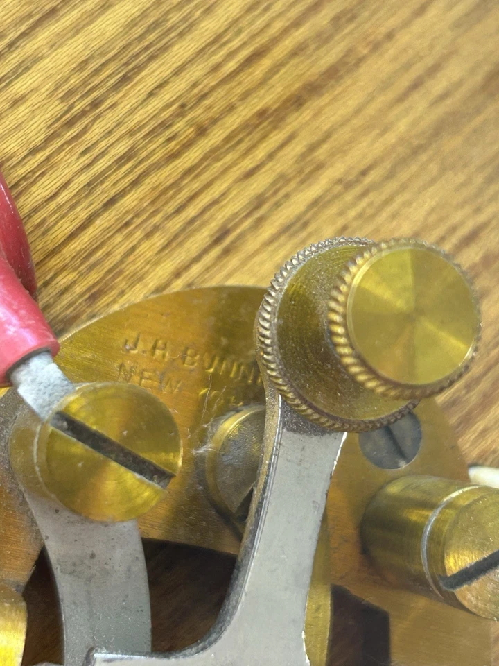 Vintage J.H. Bunnell & Co Telegraph Key & Sounder Set on Wood Board Morse code - Image 3 of 4