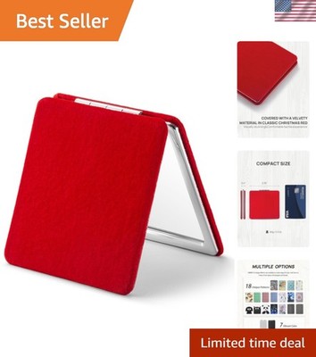 Elegant 1X/3X Magnifying Velvet Travel Mirror in Christmas Red   Compact Beauty