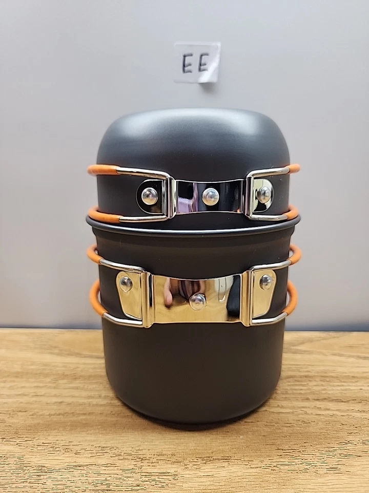 Juego de utensilios de cocina portátiles para camping al aire libre utensilios de cocina de viaje, olla y quemador Foto 2 de 4