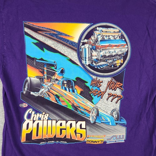 Powers Racing Shirt Mens Large Purple Chris Powers Top Dragster Sonnys Graphic