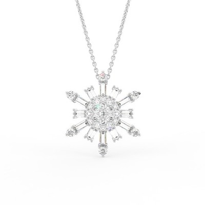 14K Weißgold Schneeflocke Lab Grown Diamant Anhänger, IGI zertifiziert