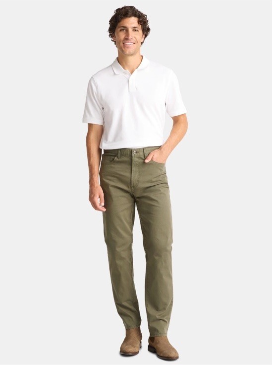 PGG オリーブグリーン メンズパンツ New George Men's Stretch Premium 5 Pocket Twill Pants Flat Front