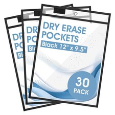 30 Pack Job Ticket Holders, 9x12 inch Clear Sleeves Protector Hanging, Heavy ...