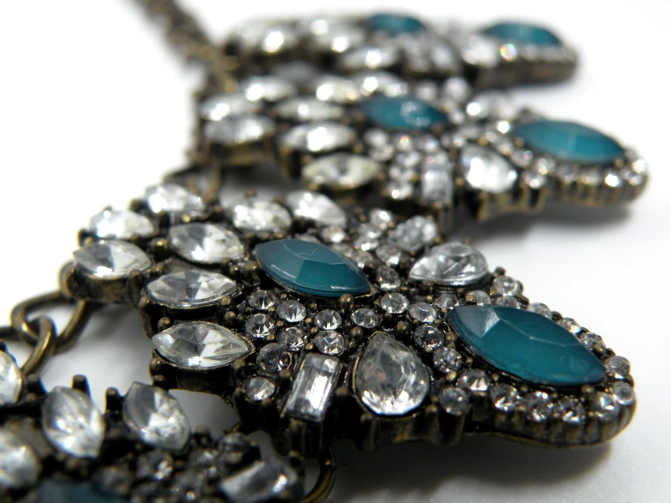 Collar Colgante Mujer Baublebar Firmado Cristal Verde Acrílico Grueso Latón Pavé Foto 4 de 4