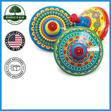 Fun Spinning Mini Tin Top, 5.5-Inch Toy with Handle, Assorted Colors Available