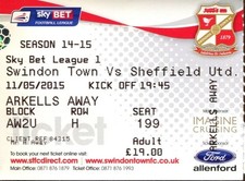 Swindon Town v Sheffield United 11/05/15 Ticket League 1 Play Off