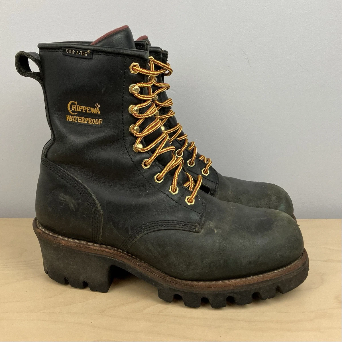 Bottes Travail Chippewa Blaze Femme – Cuir Noir, Lacets, Taille 7, Imperméables