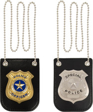 2 PCS Police Badge with Chain and Belt Clip for Police Pretend Play