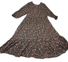 Old Navy Women Ditsy Floral Tiered Midi Swing Dress XL Colorful Cottagecore Boho