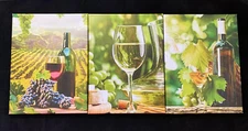 Three Panel Canvas Wine Art