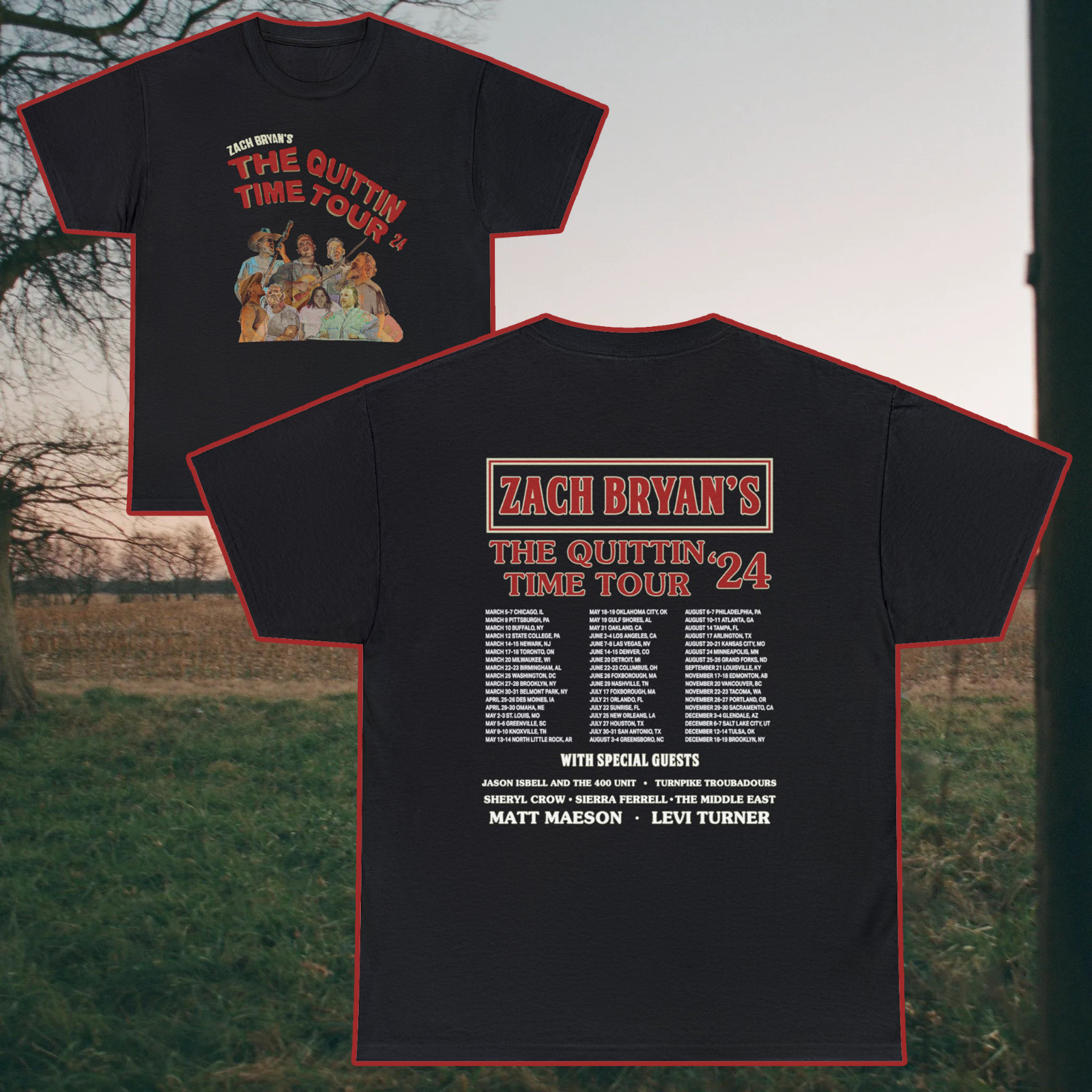 Zach Bryan Quittin Time Tour Shirt S5XL, Dates Concert Merch 2024