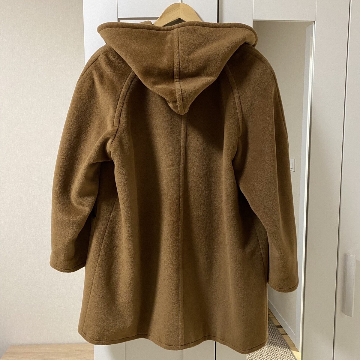 Max Mara Vintage Camel Double Breasted Wool Robe Hooded coat