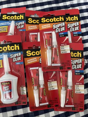 7 X Scotch Super Glue Liquid & Fine Tip 3M For Wood Metal Plastic And More