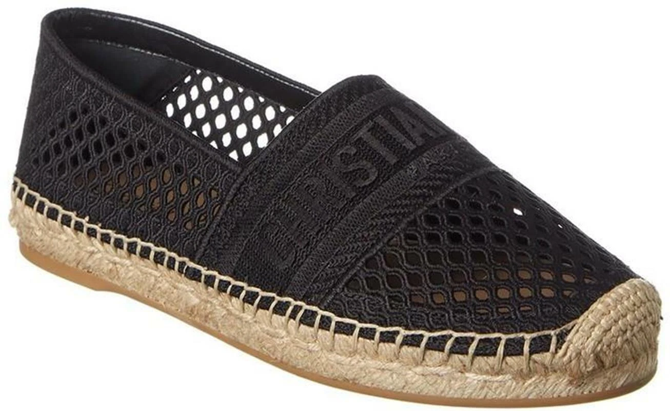 Chaussures espadrille plates DIOR Granville en maille brodée coton noir