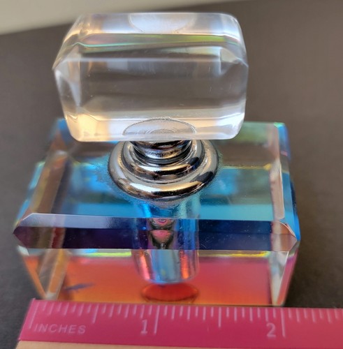 Faceted Glass Rainbow Prism Crystal Perfume Bottle With Screw Glass Dauber - Picture 5 of 6