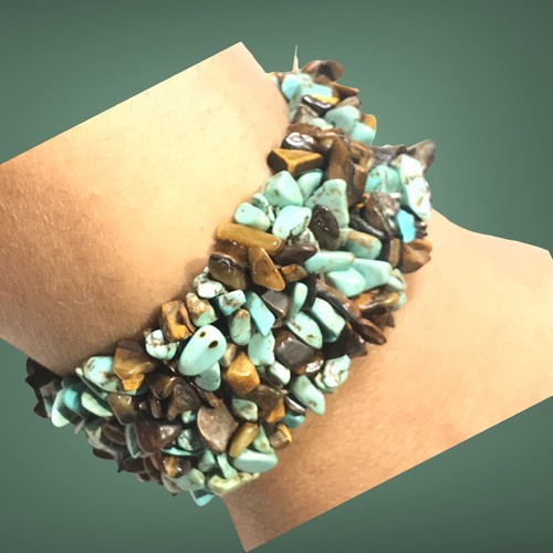 Turquoise Tiger Eye Stretchable bracelet 74grams