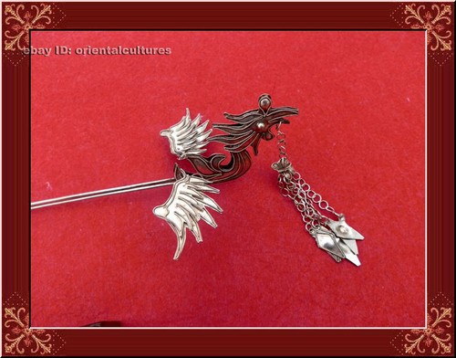 Elegante copricapo fatto a mano filigrana miao argento phenix forcina 1 pezzo - Foto 1 di 7