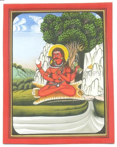 India Tantra Painting SHIVA AS BHAIRAVA Gouache/Watercolor 7in x 9in