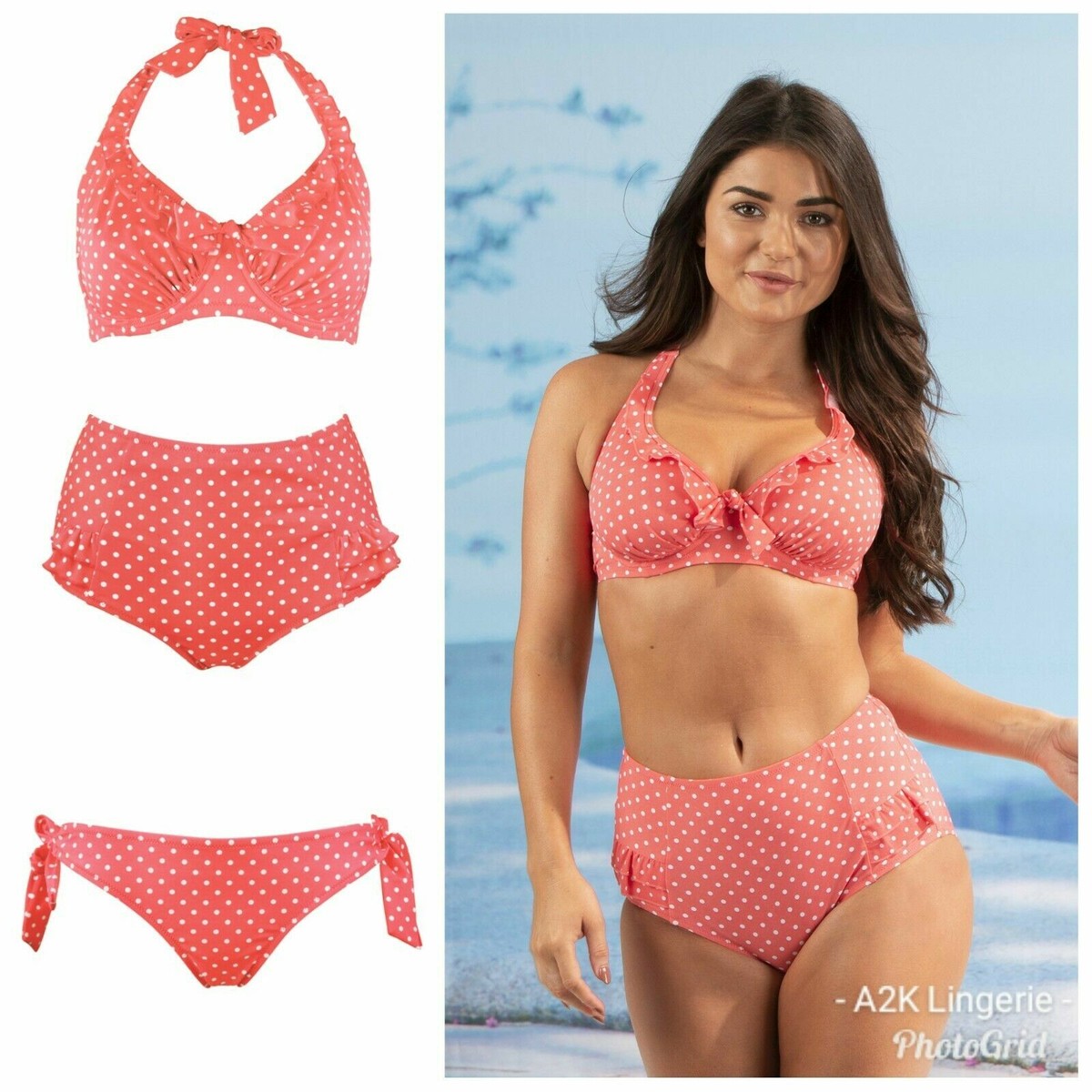 Pour Moi Hot Spots Coral Underwired Bikini Top, Tie or Control