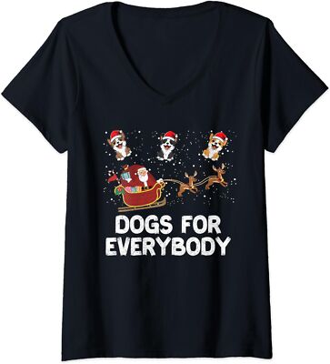 Dogs For Everybody Festive Christmas Santa Xmas Funny Ladies' O-Neck Tshirt