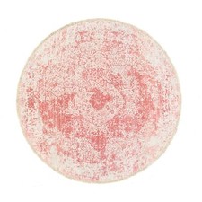 6' x 6' Hand Knotted Pink Broken Farsian Design Wool and Silk Round Rug R62875