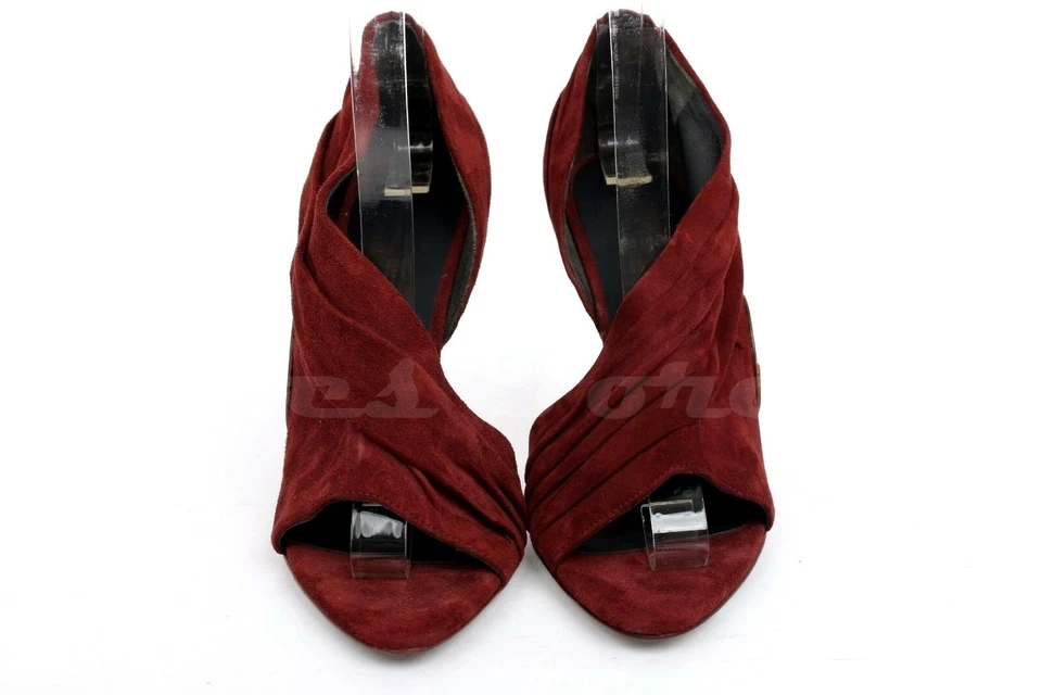 Mujer ALEXANDER WANG Borgoña Gamuza Puntera Abierta Tacones Talla. 36 ¡NUEVO! Foto 2 de 4