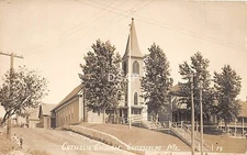  A14 MAINE Me Real Photo RPPC Postcard 1924 CHISHOLM CATHOLIC Church