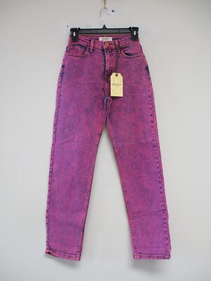 Vibrant MIU Jeans Womens 1 Acid Wash Pink Straight Leg 24x28 P1671