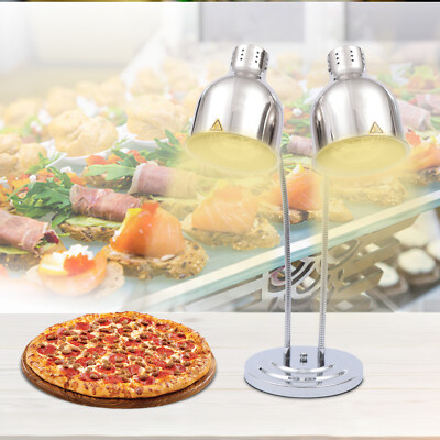 2-head Food Warmer Light Commerical Buffet Tabletop Food Heating Lamp w/ 2 Bulb