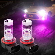 Pair Pink Purple H8 H11 High Power LED Bulbs For Fog Light DRL Driving Light