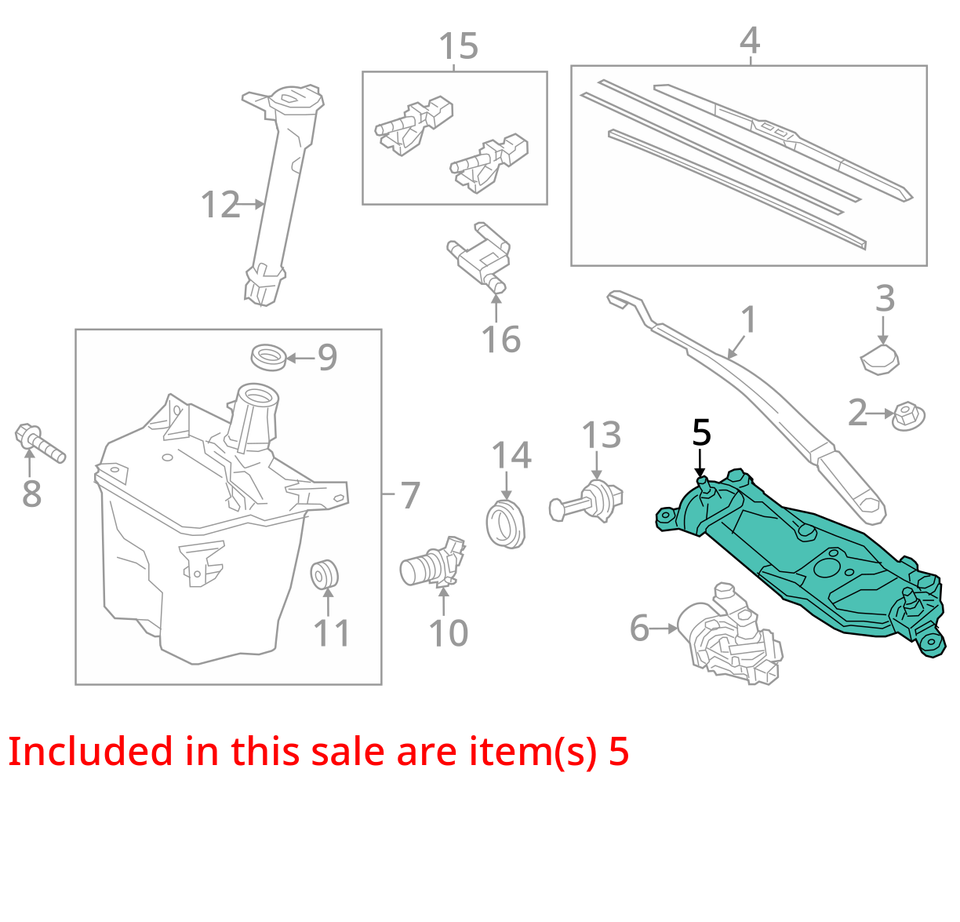 2017 Toyota Corolla Windshield Wiper Transmission OEM 78K Miles