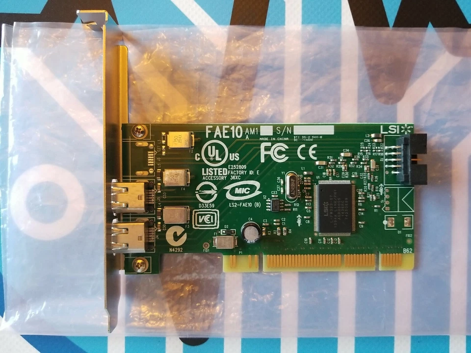 Genuine Dell 0H924H Dual Port IEEE-1394 PCI Firewire Card LS2-FAE10 E252809 - Image 2 of 4