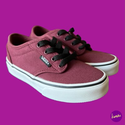 Vans Youth Atwood Authentic Canvas Lace Up Trainers, Oxblood/Black, UK 11,5/EU 29