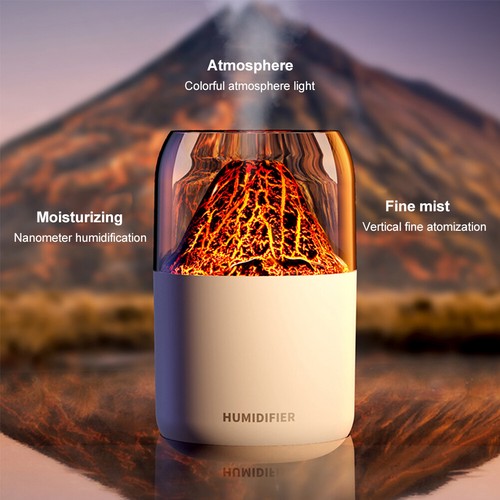Mini Volcano Humidifier for Home Office Atmosphere Light Aroma Oil Diffuser - Picture 10 of 26
