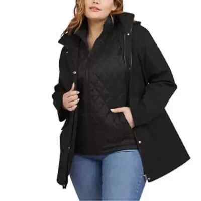 NEW Women's Lands' End 3-in-1 Systems Jacket / Vest, Black, Size