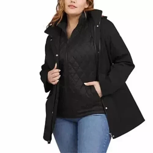 NEW Women's Lands' End 3-in-1 Systems Jacket / Vest, Black, Size XL - Picture 1 of 9