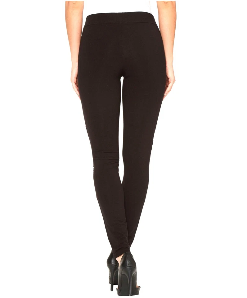 Leggings para mujer Hue negros lisos de encaje y rodilla de algodón talla S 145570 Foto 3 de 3