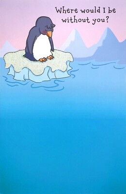 Sentimental LOVE Card with Cute Penguin by American Greetings + Envelope