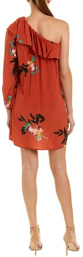 French Connection Delphine Kleid One Shoulder Kupfer Münze Burnt Orange 8 Neu mit Etikett - Bild 2 von 7