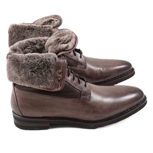NIB $1750 SANTONI Goodyear Welt Ankle Boots with Shearling Lining US 11.5 Shoes - Picture 4 of 9