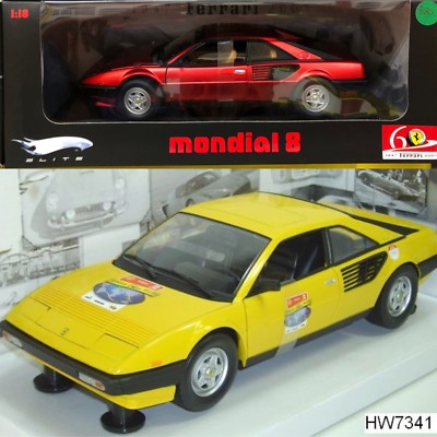 SET OF 2 FERRARI MONDIAL 8 COUPE YELLOW & 60TH RED HOT WHEELS 1:18