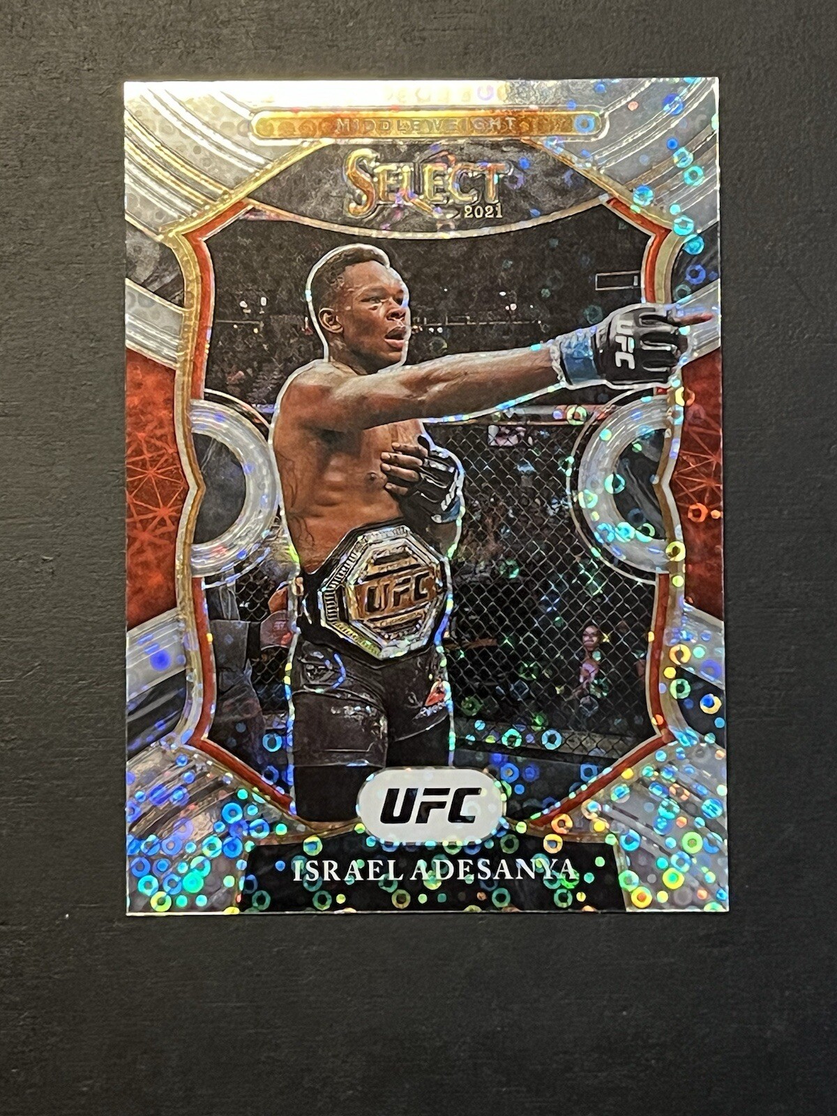 Israel Adesanya 2021 Panini Select Select Concourse Silver Disco Prizm Card #64