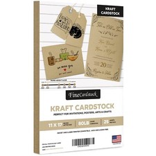 Brown Kraft Cardstock Paper - 80lb 216gsm Cover - 11 x 17 - 25 per Pack