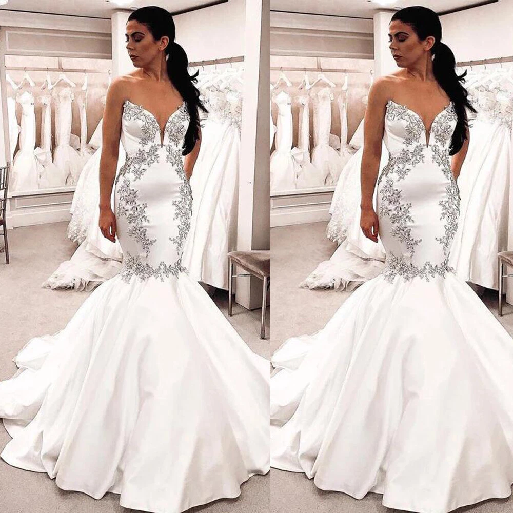 satin mermaid wedding dress