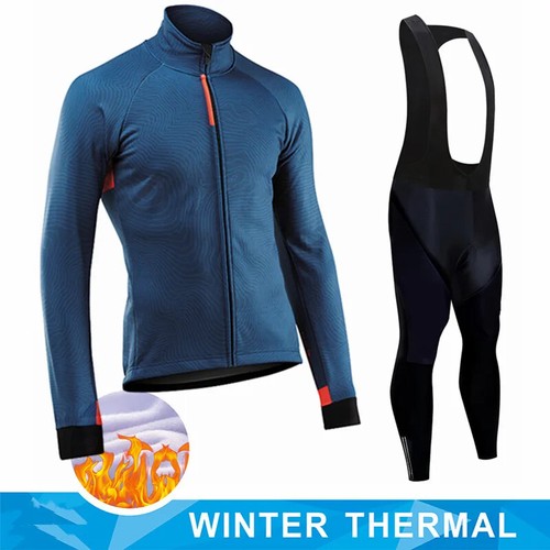 Winter Thermal Fleece Cycling Sets Bike Shirts MTB Jackets Cycling Bib Tights - Picture 36 of 45